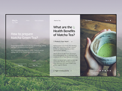 Matcha Green Tea care clean free free psd freebie green health herbal interface japan light nature tea ui ux web