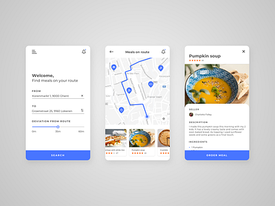 Food app blue clean clean ui food app homepage meal mobile navigation navigator order route