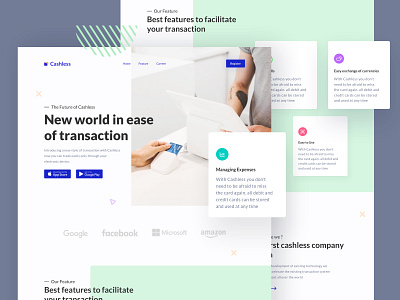 Cashless Landing Page bank card cashless clean design ecommerce finance finance app fintech hero homepage landing page minimal minimalist money payment payment gateway pixelzstudio ui website design