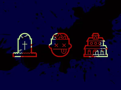 Some Spookily Good Icons design flat grave halloween haunted haunted house icon icons illustration scary spooky zombie