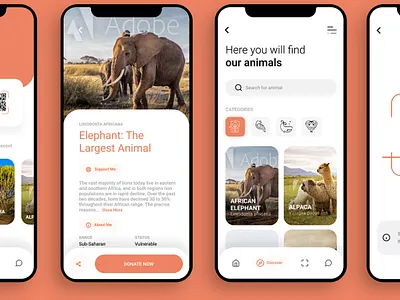 DoZoo animal app design donation nature non profit screen simple support ui ux zoo