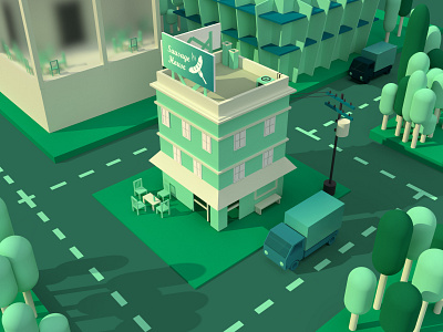Sausage House 3d design dimension illustration