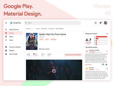 Google Playstore Material Design ( Movie Details ) adobexd desig material design ui ux web