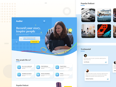 Landing Page for Podcast app - Design Exploration exploration music podcast startup ui uplabs user interface web website