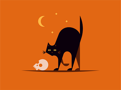 Happy Halloween! animal black cat cat creepy eyes halloween icon illustration logo moon shadow skull spooky