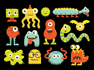 Spooky Monsters cartoon character children colorful creatures ghost ghouls illustration kids monsters print