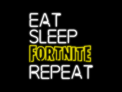 Fortnite - Eat, Sleep, Repeat apparel battle royal eat sleep repeat fashion fortnite fps lights loot loot llama neon neon sign shirt sign streamer tee video game