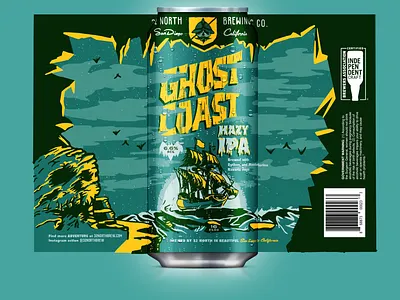 Ghost Coast Hazy IPA bats beer halloween hand lettering illustration mockup ocean packaging procreate sea ship skull spooky texture type typography vector vintage
