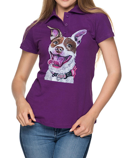 Hand-painted t-shirt with a dog apparel design drawing fashion hand painted handmade illustration paint painting wear