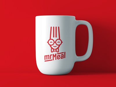 "MrMeal" custom logotype bowtie branding character cup fork glasses logo logotype meal mug