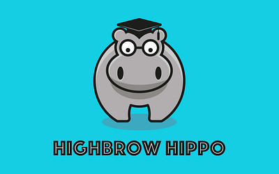 Highbrow Hippo Blue branding freelancer hippo hippopotamus hireme illustration logo logodesign