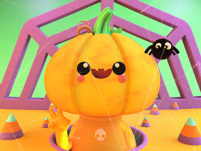 Trick or Treat 🎃🕸️🍬 3d 3dart 3dartist blender blender 3d character design dribbble dribble halloween halloween design halloween party happy ilustrator like pumpkin pumpkins render shooting spooky