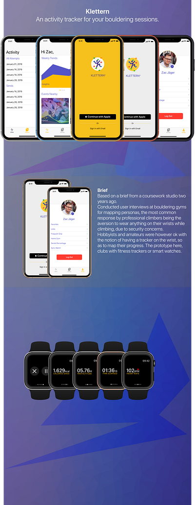 Klettern - An activity tracker for bouldering app bouldering design rock climbing ui university ux