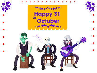 Happy 31st of October creole graphicdesign halloween halloween party holiday illustration monster party scary song spooky vampire vector