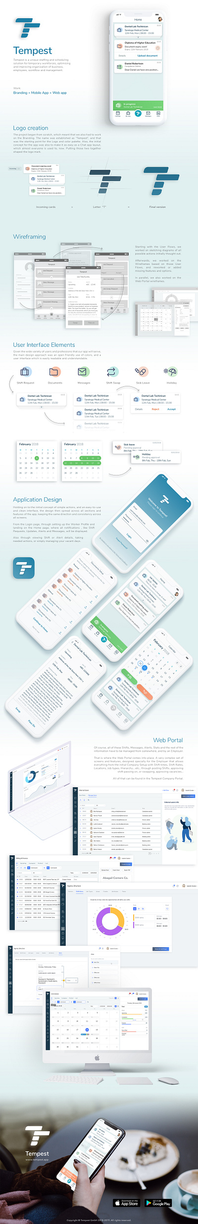 Tempest App branding clean logo mobile app mobile app design mobile design schedule sketch software ui ux web white workforce