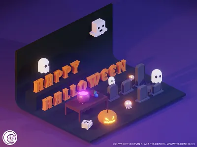 Happy Halloween 2019 3d blender blender 3d blender3d halloween happy halloween isometric low poly lowpoly