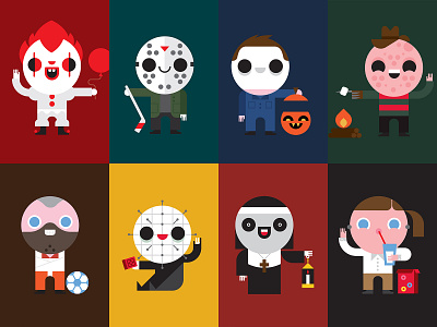 Monsters were kiddos once too? freddy krueger halloween hannibal lecter illustration it jason voorhees kids michael myers pinhead the nun vector