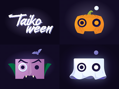 Taikoween 2d brand character design dynamo ghost halloween illustration illustrator pumpkin sketch spooky taiko vampire vector vector art