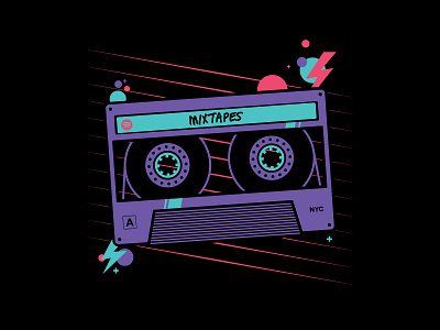 MIXTAPES cassette illustration logo spotify vector