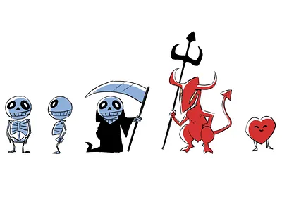 La mort et ses amis character character concept characterdesign cute draw illustration lineart