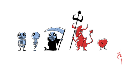 La mort et ses amis character character concept characterdesign cute draw illustration lineart