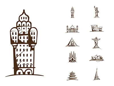 Monuments app art design icon illustration ui vector