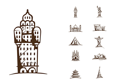 Monuments app art design icon illustration ui vector