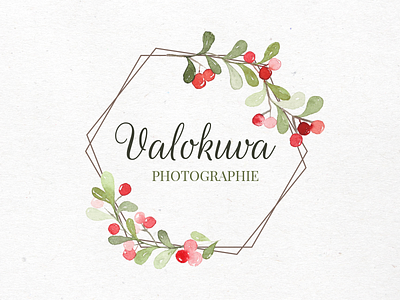 Valokuva Photographie Logo berries brand brand design brand identity branding hexagon hexagon logo logo nature nature logo photographer photographer logo plants watercolor watercolor painting