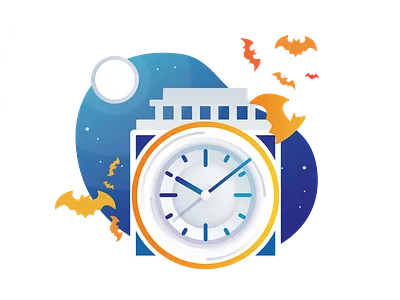 Halloween Time Service bats clock clock tower halloween moon night stars time