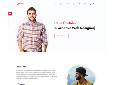 Emeli - Personal Resume & Portfolio Template agency business clean creative creative portfolio freelancer gallery minimal minimalist modern multipurpose one page personal portfolio portfolio