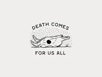 Death Comes for Us All badge cow cracked death desert dots halloween illustration procreate skull stippling texture warmup