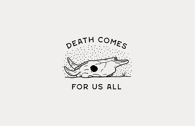 Death Comes for Us All badge cow cracked death desert dots halloween illustration procreate skull stippling texture warmup