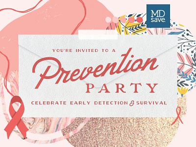 Breast Cancer Awareness cancer collage invitation party prevention typography