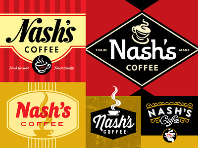 Nash s Coffee Logos branding coffee logo package design retro typography