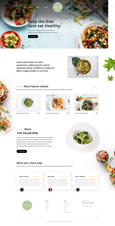 The Salad Bar Landing Page bootstrap 4 clean ui design food home page interaction landing page design layout design minimal page salad simple typography ui user experience user interface design userinterface ux design web design website