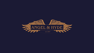 Angel and Hyde logo angel branding fashion logo mens wear typography wings