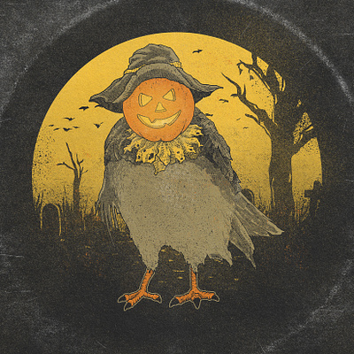 It is Halloween bird drawing halloween illustration ink poster texture wip