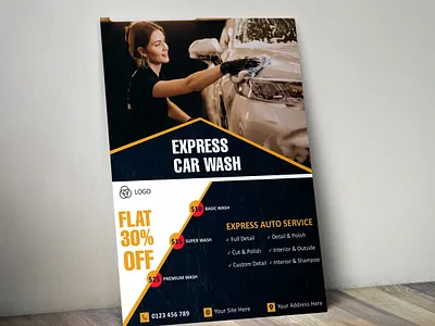Auto Detailing & Car Wash Flyer auto detailing flyer business flyer car cleaning service car service promotion car wash advertising car wash flyer car wash poster editable car wash flyer flyer design graphic design marketing flyer minimalist flyer modern flyer design professional print design psd flyer template