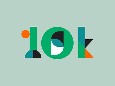 10k abstract numbers bauhaus color icon typography vector