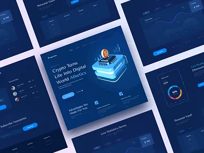 Crypto Currency website design ui ux banking bitcoin blockchain branding crypto currency data exchange finance illustration ios money products saas security tokens tracking webapp webdesign website