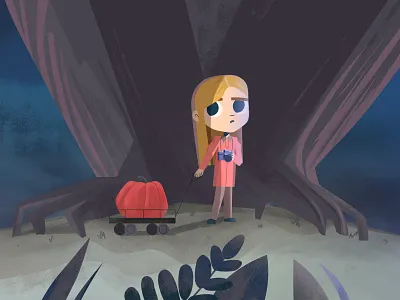 halloween night 2d character forest girl halloween illustration night spooky