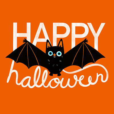 Batty bat halloween hand drawn illustration letter type