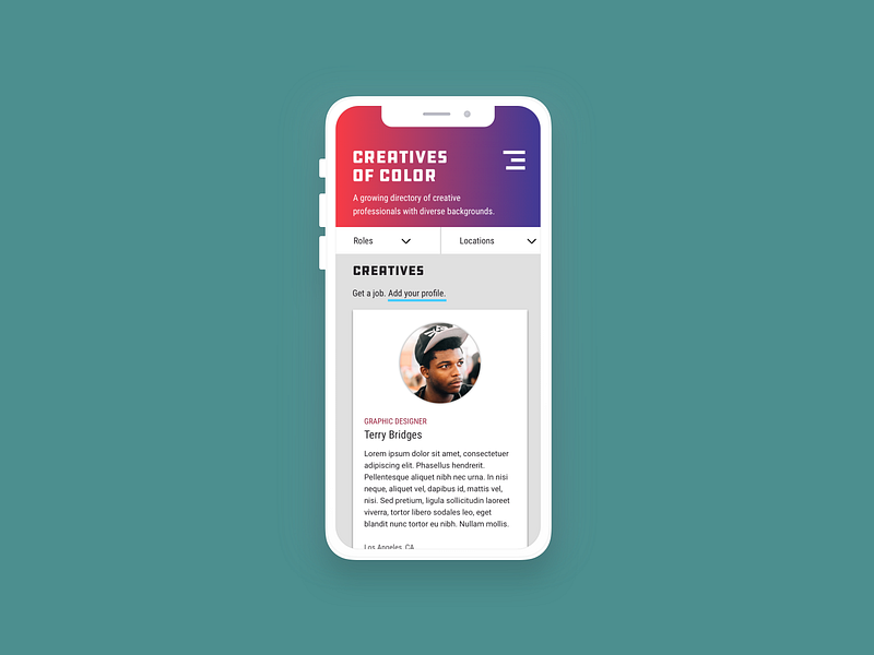 Creatives of Color - Mobile app design mobile responsive