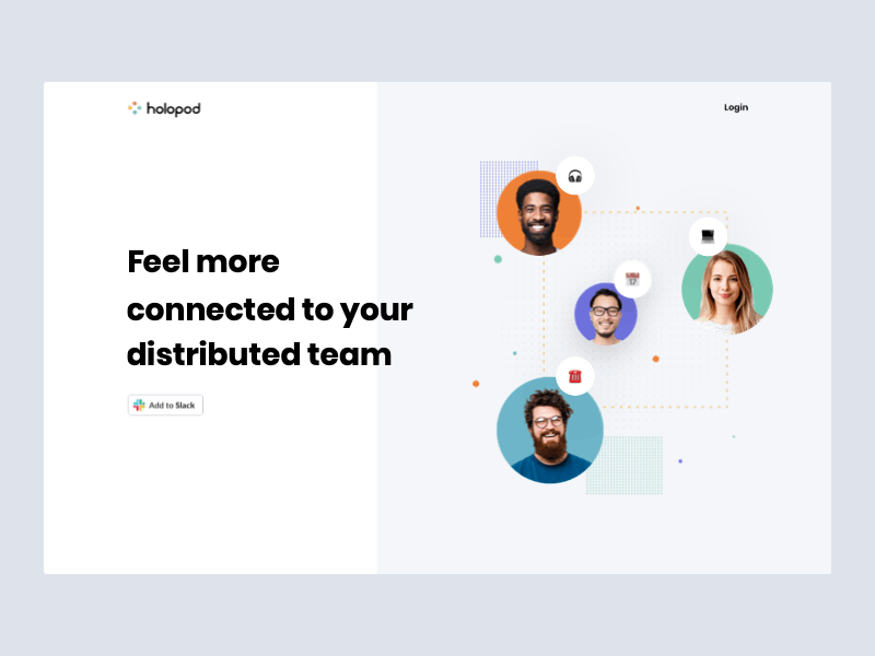 Hero Holopod Home Page collaboration emoji hero hero banner hero illustration hero image illustration landing page plugin slack team ui