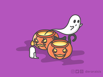 Spoocute Halloween autumn candlestick cat cute cute art familiar ghost halloween haunted illustration jack o lantern minimal pumpkin spooky sticker design tee design vector vector art wallpaper weeklywarmup