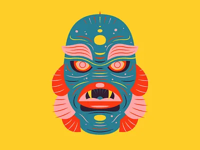 The Creature color creature creature from the black lagoon halloween horror illustration monster orange spooky vibrant yellow