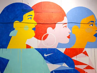 Nike Mural colorful design diverse geometric illustration mural paint painting profile scrappy strong woman women