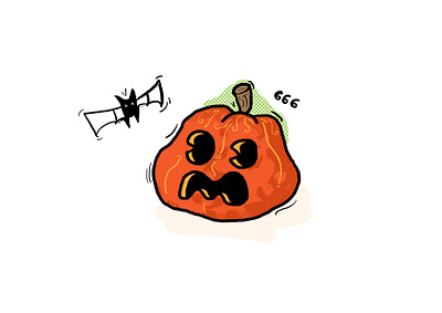 Scared Pumpkin halloween illustration