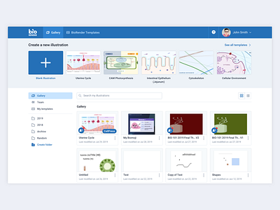 BioRender Gallery Redesign dashboard dashboard ui file management file organizer gallery home