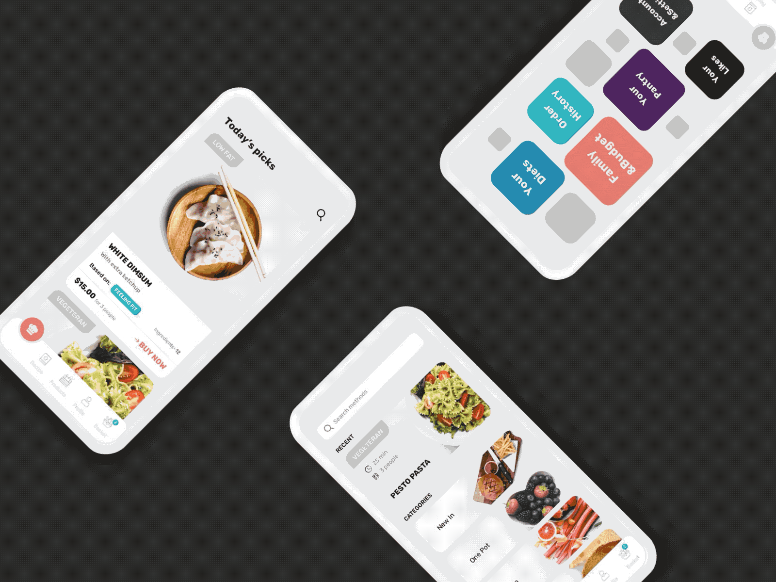 EasyCook Recipes & Groceries animate animation app category clean cook design ios principle profile sketch ui uidesign